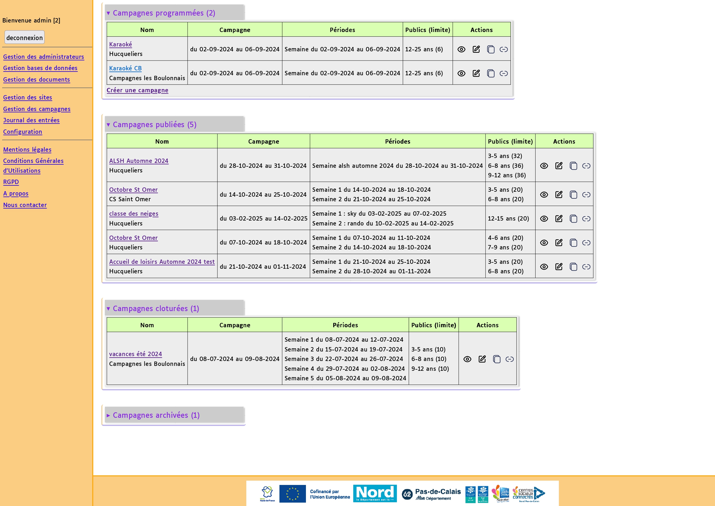 Gestion campagnes